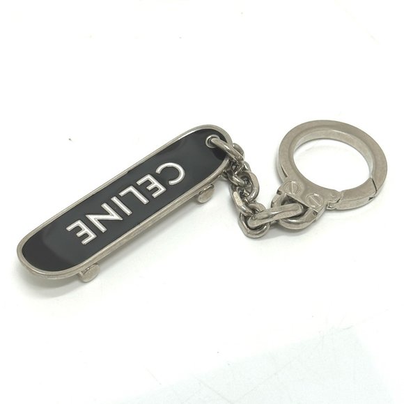 CELINE Skateboard Bag Charm Keychain Metal Men's Black